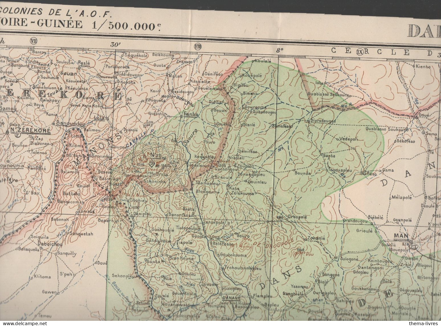 Colonies De L'AOF Daloa Côte D'Ivoire  Grande Carte 1/500000  (CAT7191) - Topographische Kaarten