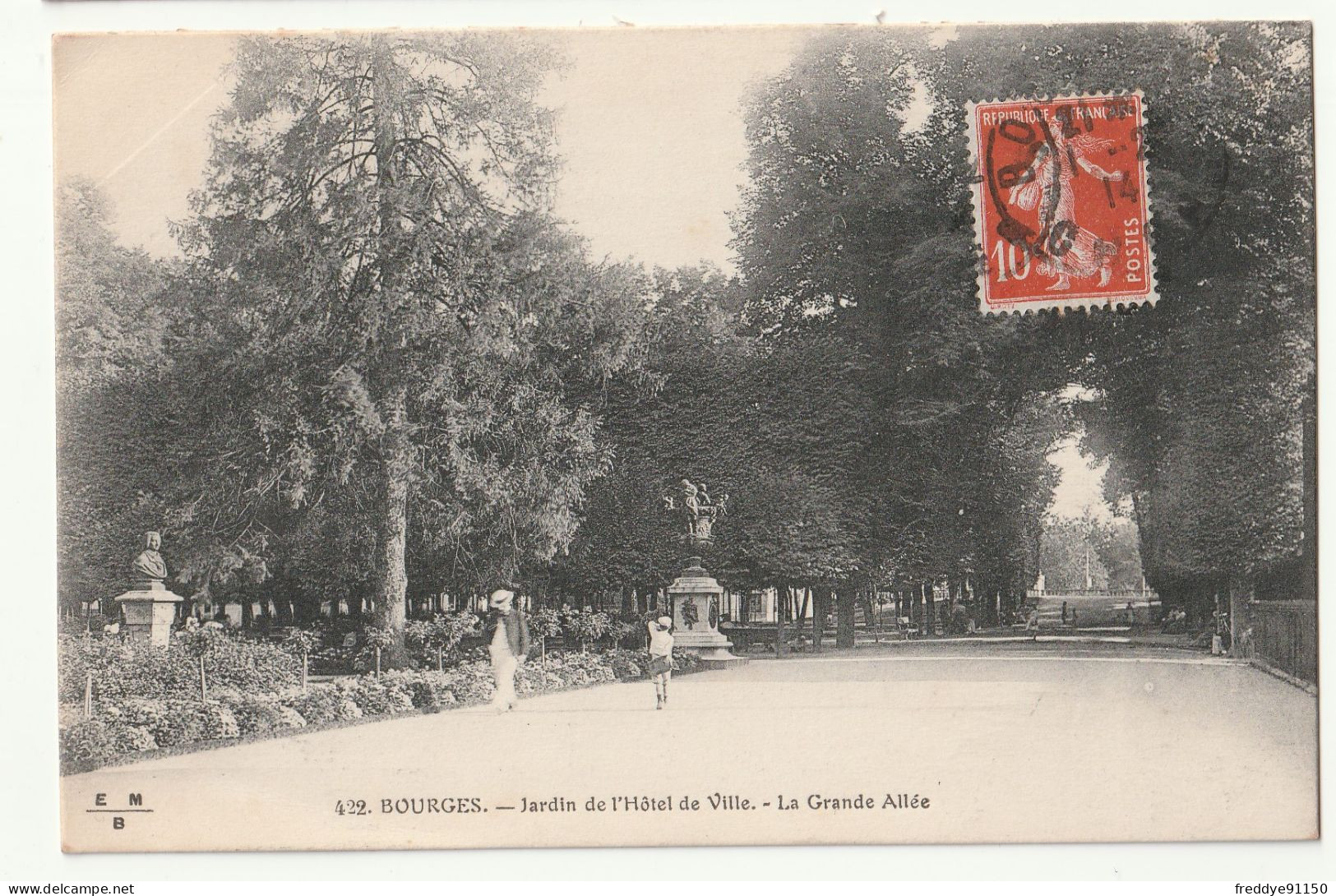 18 . BOURGES . Jardins De L'Hôtel De Ville  . La Grande Allée  1914 - Bourges