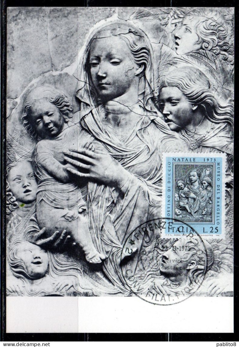 ITALIA REPUBBLICA ITALY REPUBLIC 1973 NATALE CHRISTMAS NOEL WEIHNCHTEN NAVIDAD LIRE 25 CARTOLINA MAXI MAXIMUM CARD - Cartes-Maximum (CM)