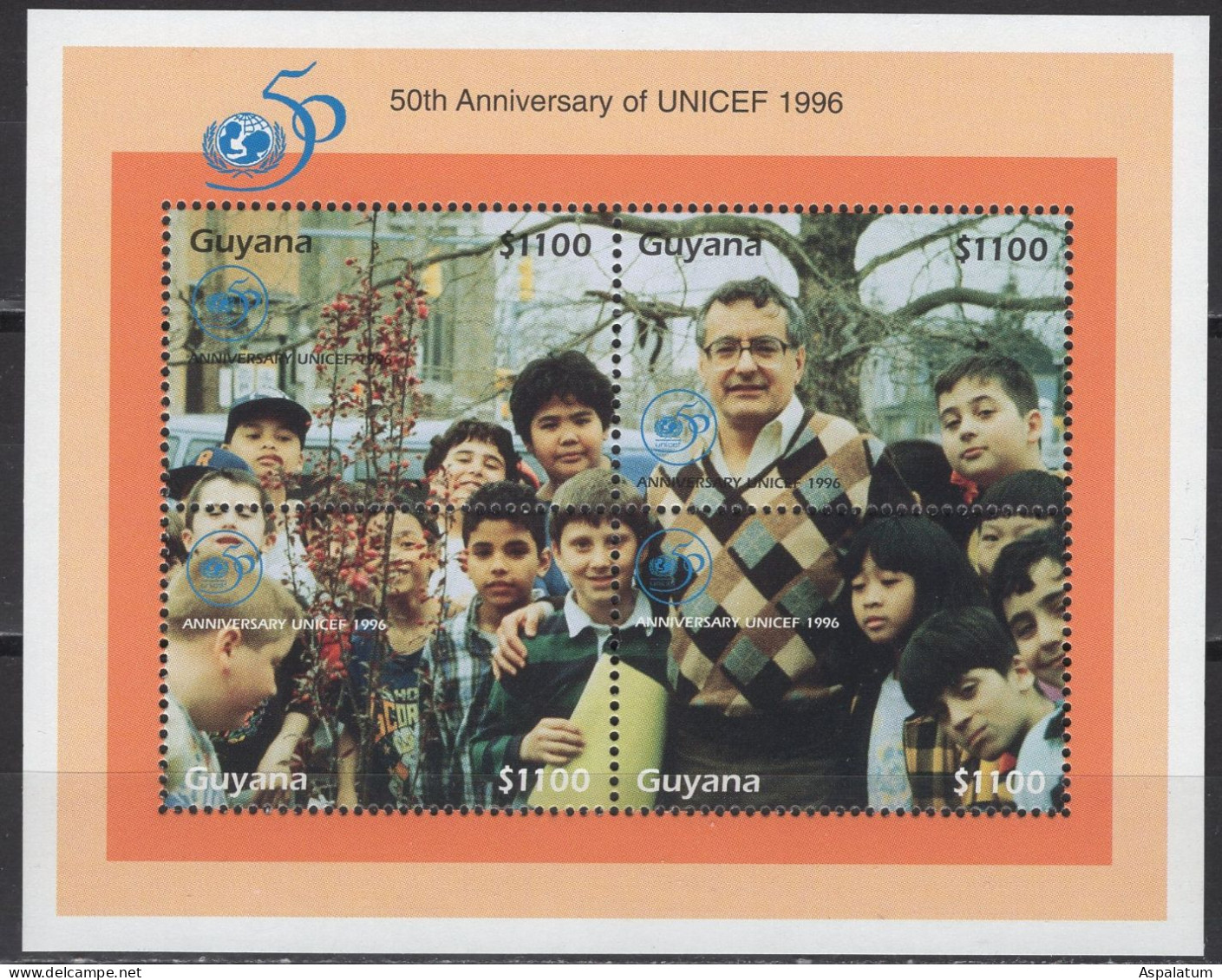 Guyana - Block Of 4 - UNICEF - Mi 5428~5431 - 1996 - MNH - Guyana (1966-...)