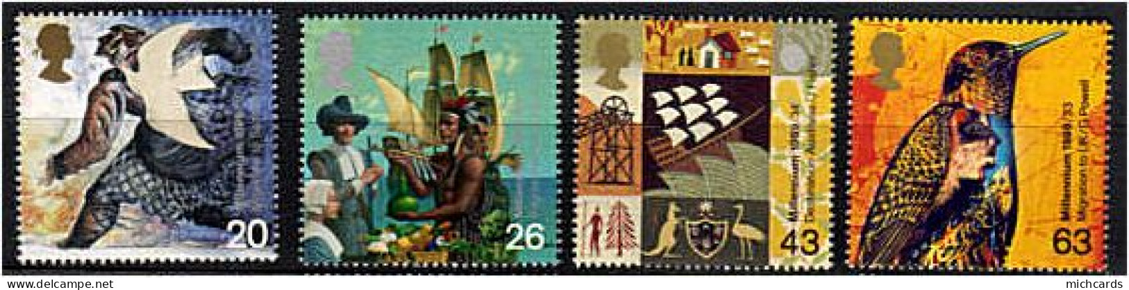 191 GRANDE BRETAGNE 1999 - Yvert 2087/90 - Millenaire (IV) Les Emigrations - Neuf ** (MNH) Sans Charniere - Unused Stamps