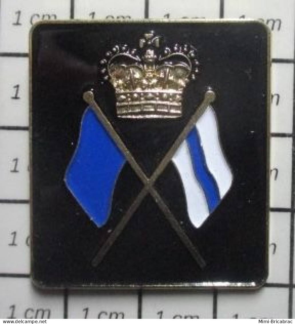 711e Pin's Pins / Beau Et Rare / MILITARIA / GRAND PIN'S TROUPES D'ELITE DEUX DRAPEAUX ET UNE COURONNE - Militaria