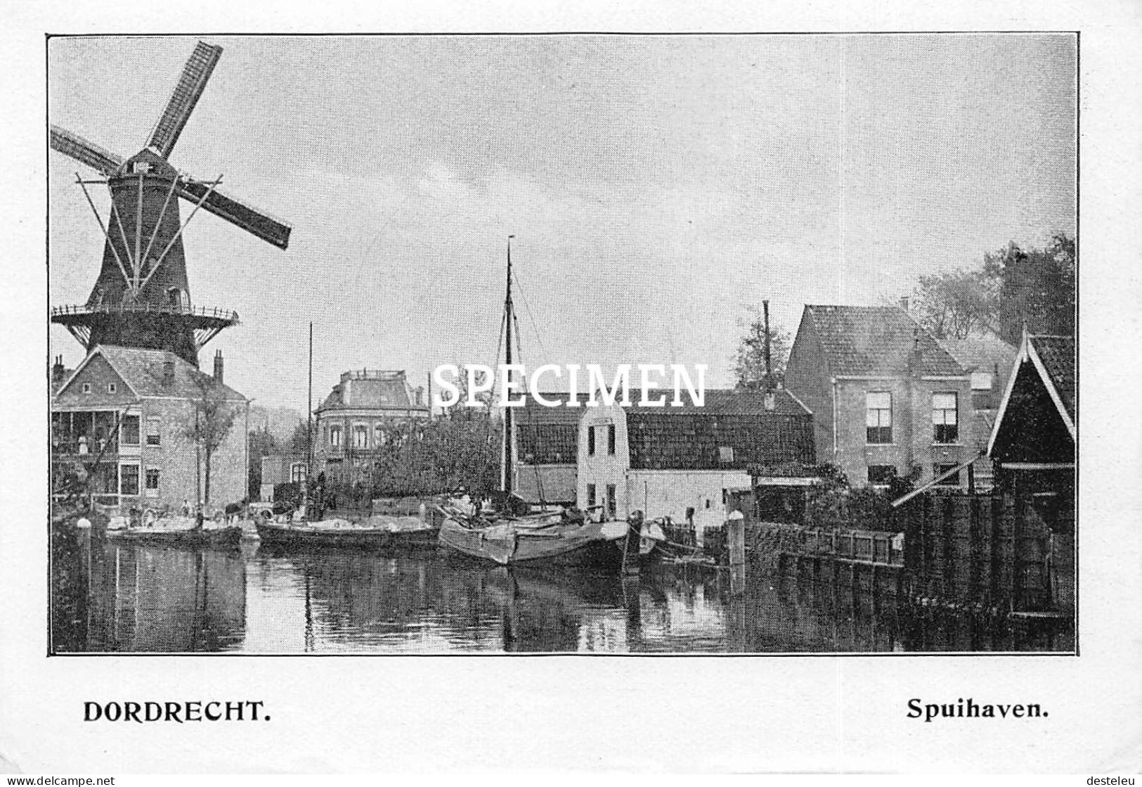 Prent - Spuihaven - Dordrecht   - 8.5x12.5 Cm - Dordrecht