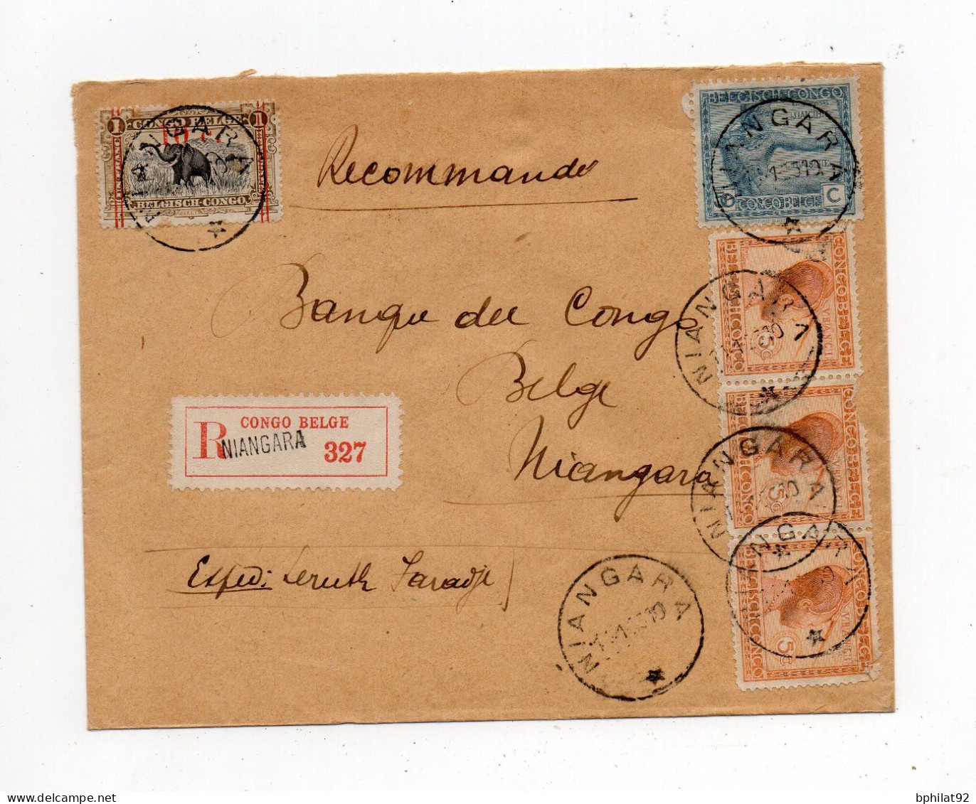 !!! CONGO BELGE, LETTRE RECOMMANDEE DE NIANGARA DE 1923 Pour Niangara - Cartas & Documentos