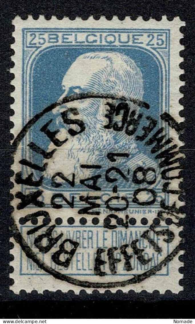 Belgique 1905 COB 76 Belle Oblitération BRUXELLES EFFETS DE COMMERCE (centrale - Concours) - 1905 Barbas Largas