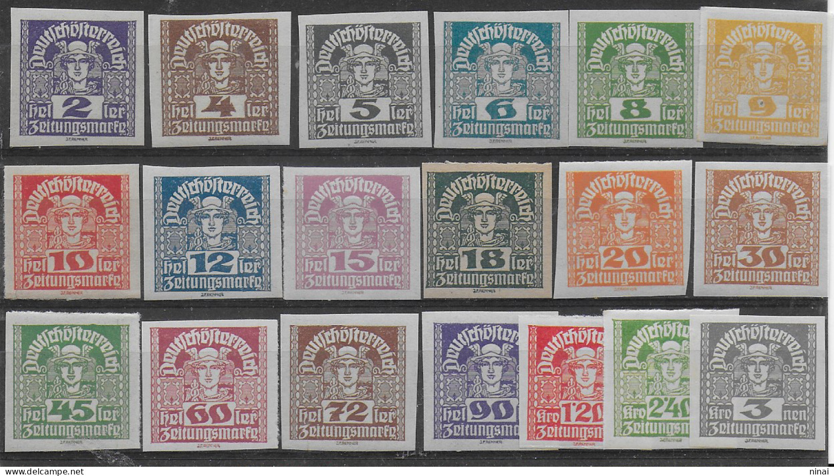 AUSTRIA 1920 FRANCOBOLLI GIORNALI MERCURIO SERIE DI 19 VAL. COMPLETA ** MNH LUSSO  C2033 - Unused Stamps
