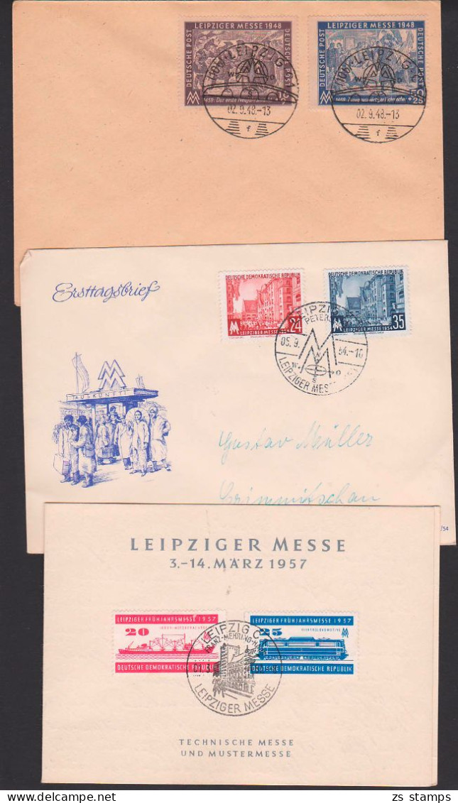 Leipziger Messe 3 Bfe Mit SSt. Petershof, Franz-Mehring-Haus Auf Klappkarte  - Franking Machines (EMA)