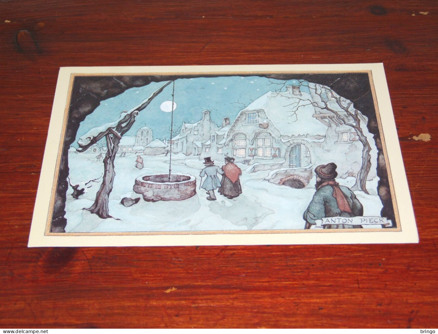 75970-            ILLUSTRATOR ANTON PIECK - "WINTERAVOND" - CA. 11,5 X 16,5 CM. DOUBLE CARD - Pieck, Anton