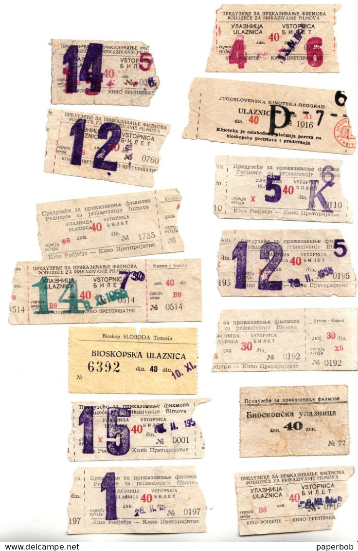 FILM,CINEMA TICKET,YUGOSLAVIA 1958 , 1959 - Eintrittskarten