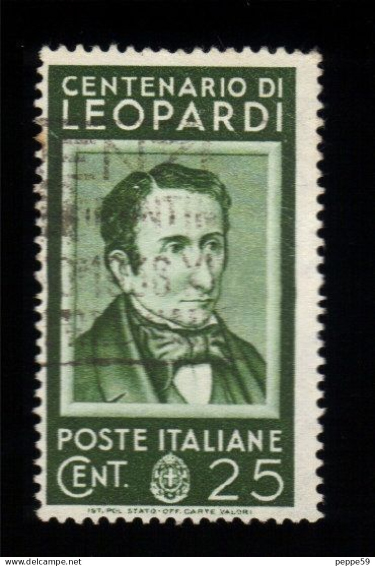 Francobolli Regno - Vittorio Emanuele III - Centenario Di Leopardi Da  25 Cent. - Oblitérés