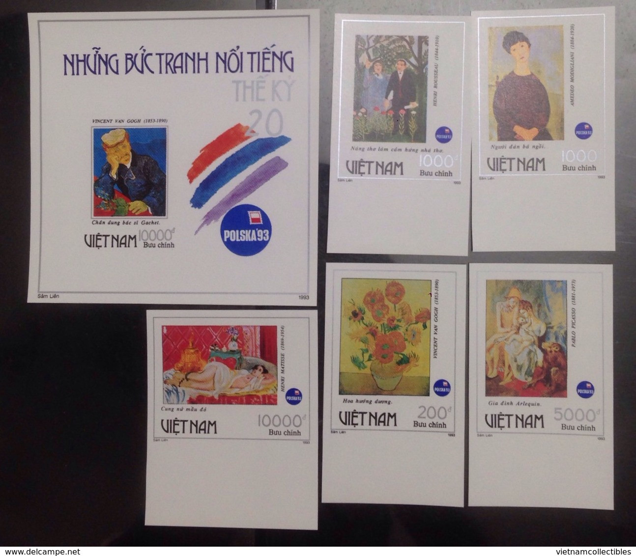 Vietnam Viet Nam MNH Imperf Stamps & SS 1993 : World Philatelic Exhibition / Art Paintings Of Van Gogh / Picasso (Ms666) - Viêt-Nam