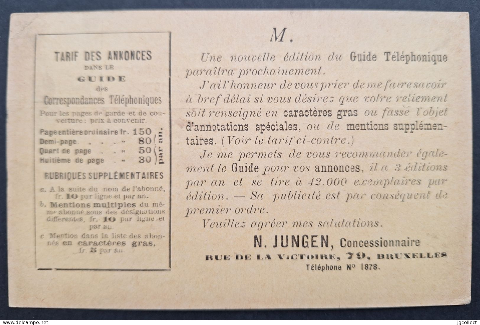 Typo 6B "BRUXELLES 08" Op Kaartje 'Guide Officiel Des Correspondances Téléphoniques' - Typos 1906-12 (Wappen)