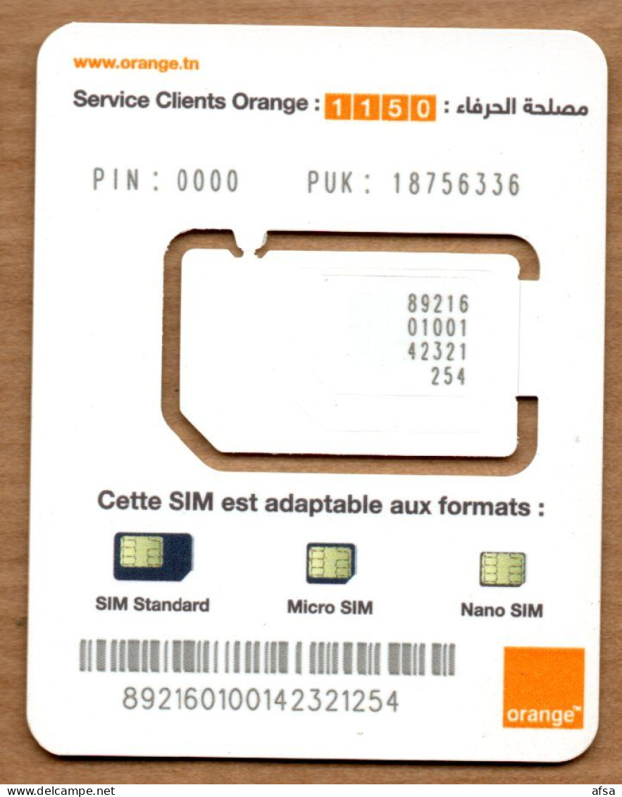 Carte à Puce- GSM -ORANGE (2 Images) // SIM Card-  Orange (2 Scans) - Tunesien