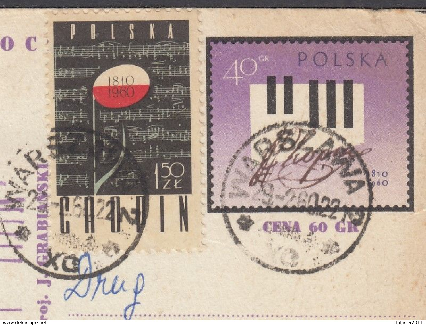 Poland / Polska 1960 ⁕ 150th Birth Of Frédéric Chopin / Stationery Postcard WARSZAWA - Zagreb ⁕ See Scan - Lettres & Documents