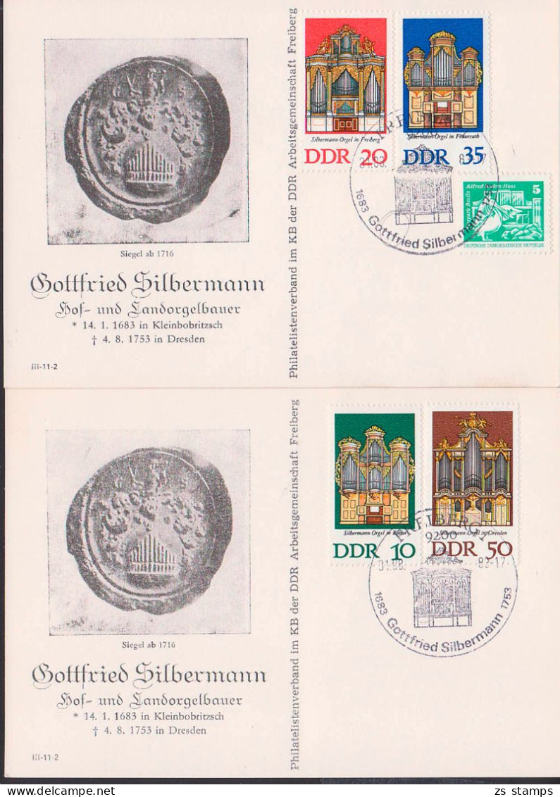 Freiberg SSt. 31.8.83 Gottfried Silbermann Abb. Orgel Auf 2 Schmuckkarten - Franking Machines (EMA)
