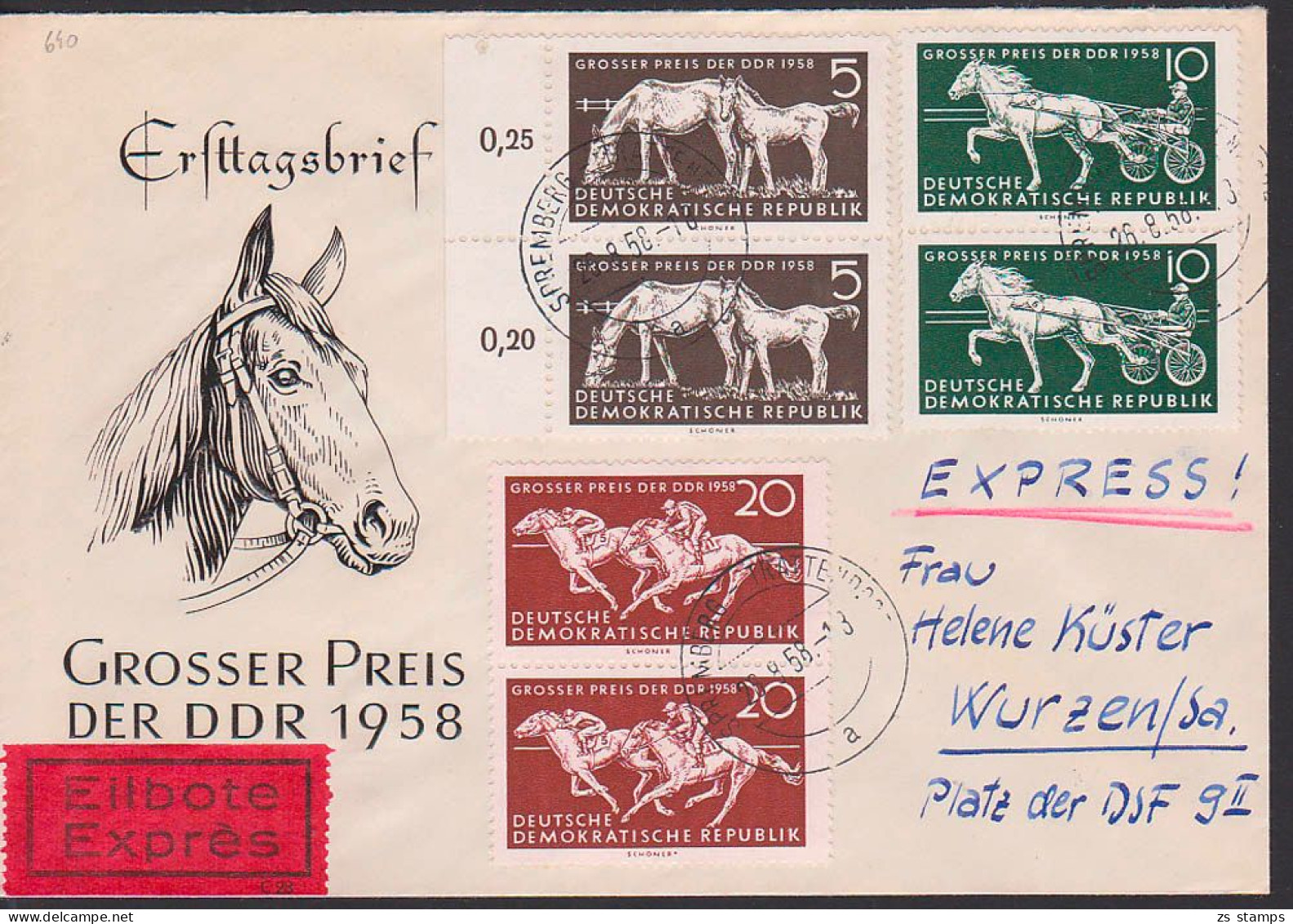 Johann-Georgenstadt R-Bf, 2 Kpl. Sätzen Pferderennen Große Preis Der DDR, 2. Gewichtsstufe, DDR 640/42(2) - Lettres & Documents