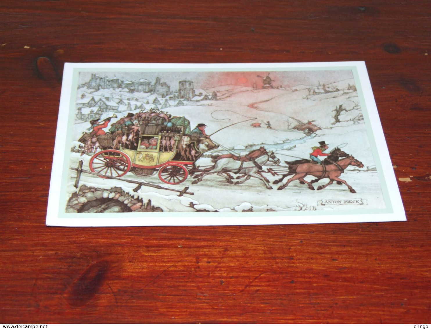 75974-            ILLUSTRATOR ANTON PIECK - "WINTERAVOND" - CA. 11,5 X 16,5 CM. DOUBLE CARD - Pieck, Anton