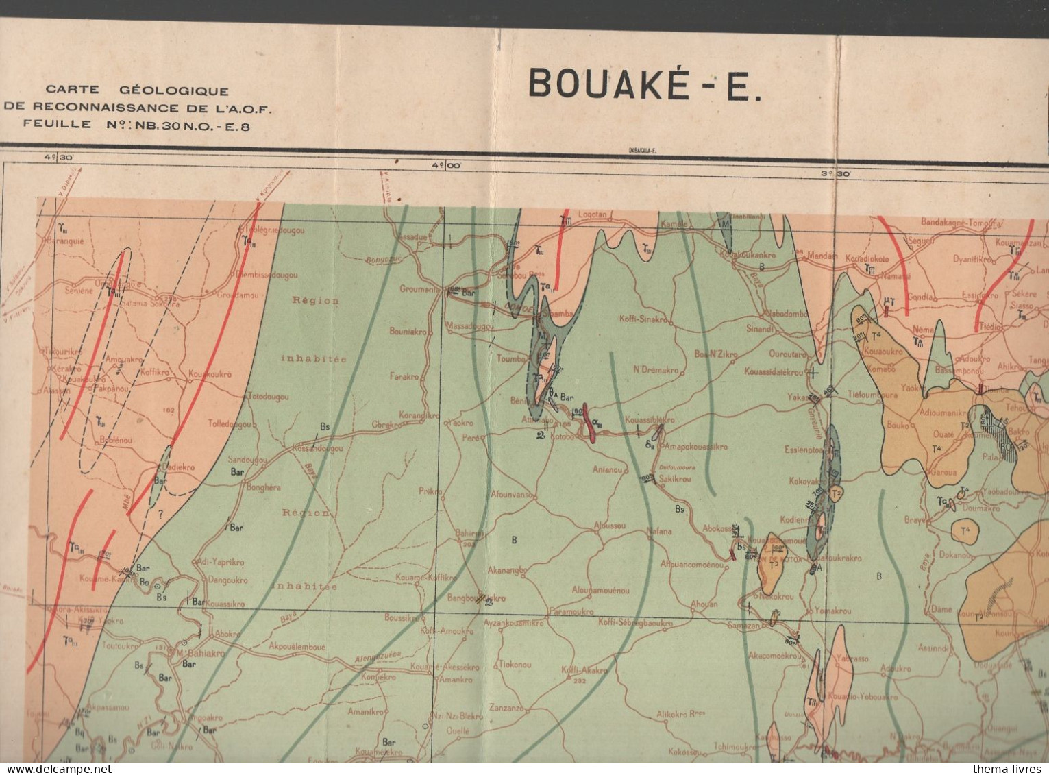 Bouaki  (ou Bouaké) (cote D'ivoire) Carte Géologique 1/500000e  (CAT7194) - Otros & Sin Clasificación