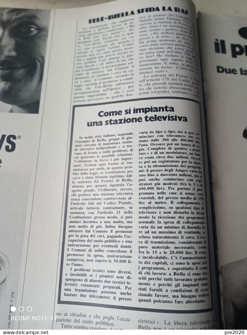 EPOCA 1973 FORNOVO QUARTU SANT’ELENA IL BELICE SANTA NINFA TELE BIELLA TV LIBERA