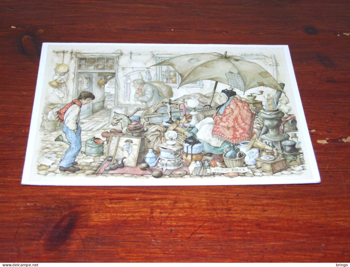 75977-            ILLUSTRATOR ANTON PIECK - "WINTERAVOND" - CA. 11,5 X 16,5 CM. DOUBLE CARD - Pieck, Anton