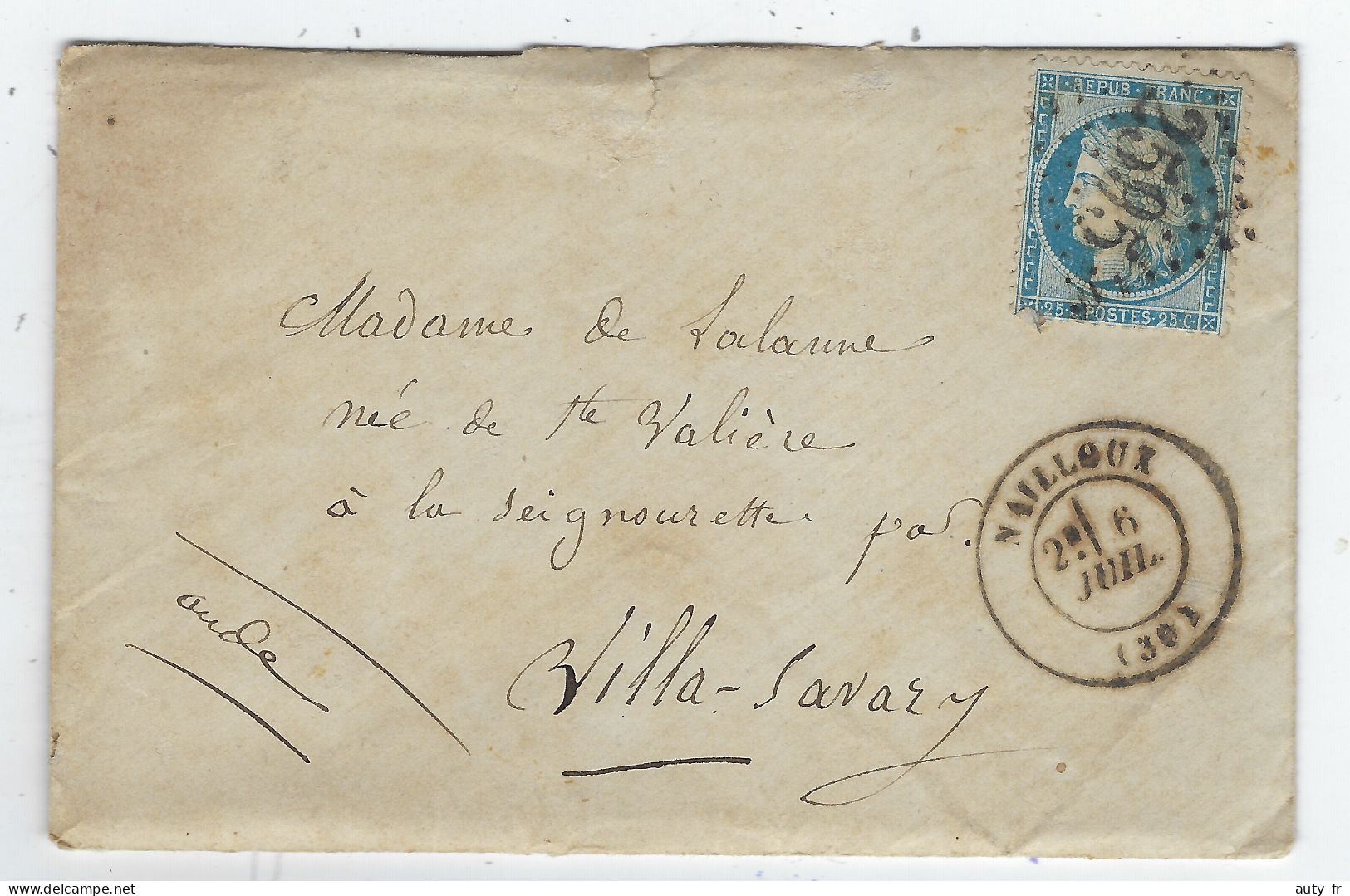 Lettre De NAILLOUX - GC 2595 - Pour La Seignourette VILLASAVARY - 1849-1876: Période Classique