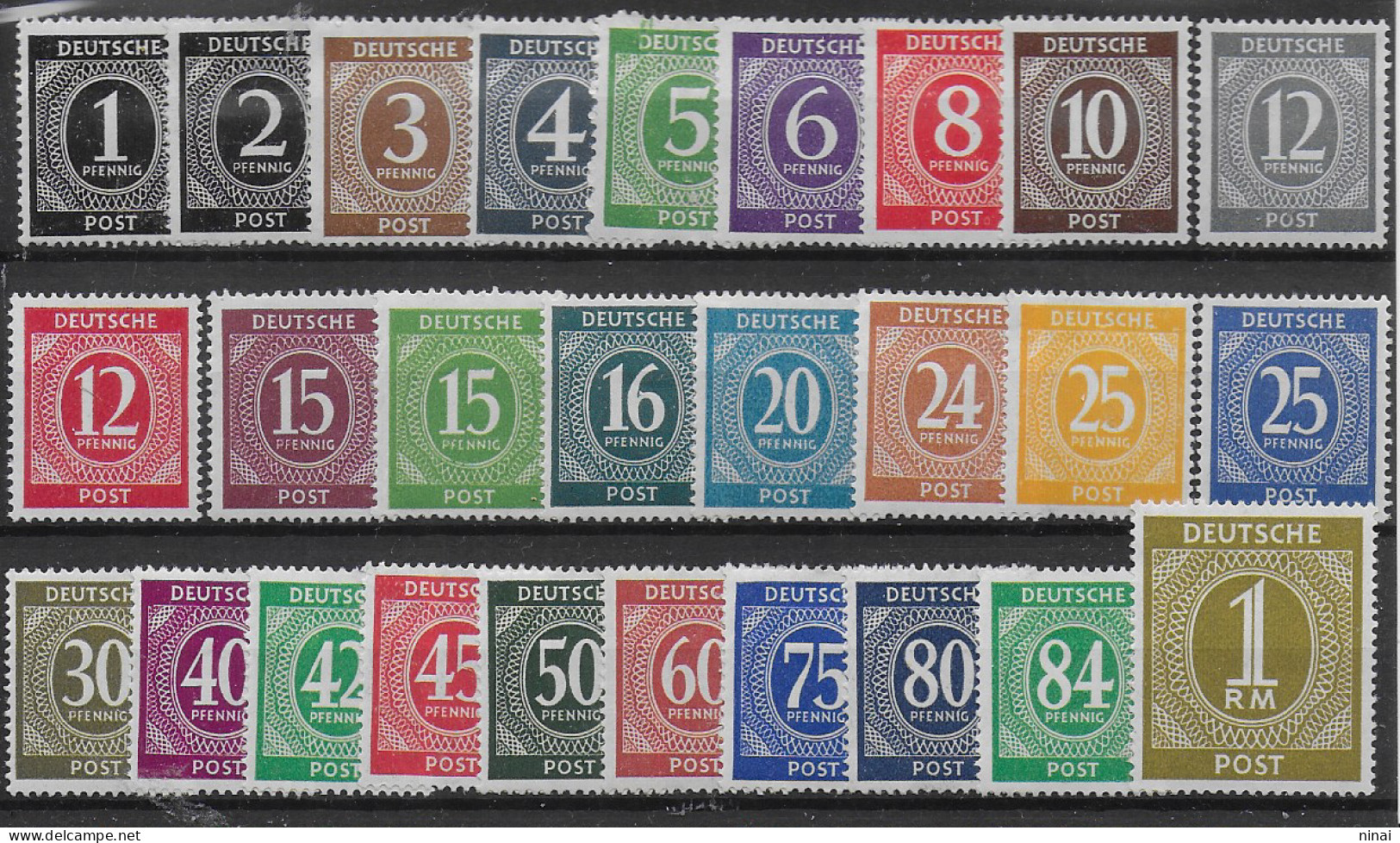 GERMANIA OCCUPAZIONE ALLEATE 1946 CIFRA IN OVALE 27 VAL. COMPLETA ** MNH LUSSO C2030 - Andere & Zonder Classificatie