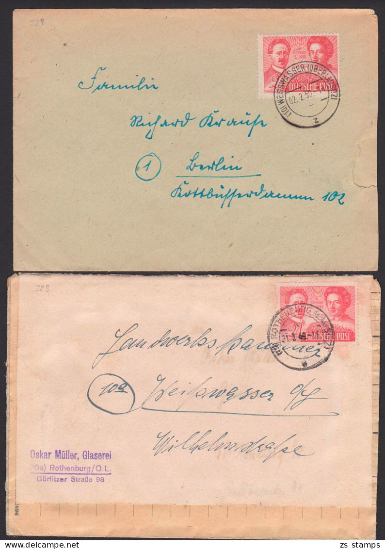 Karl Liebknecht Und Rosa Lusemburg Zwei Bfe Aus Weiswasser, Rothenburg, 229 - Covers & Documents