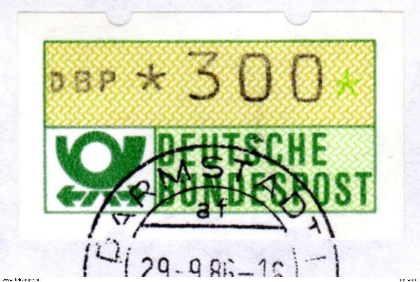 Deutschland Bund ATM 1.1 Hu ZT III Ziffern-Mischtype R-Brief Griechenland 300Pf . + Quittung 29.9.86 Darmstadt 1 - Machine Labels [ATM]