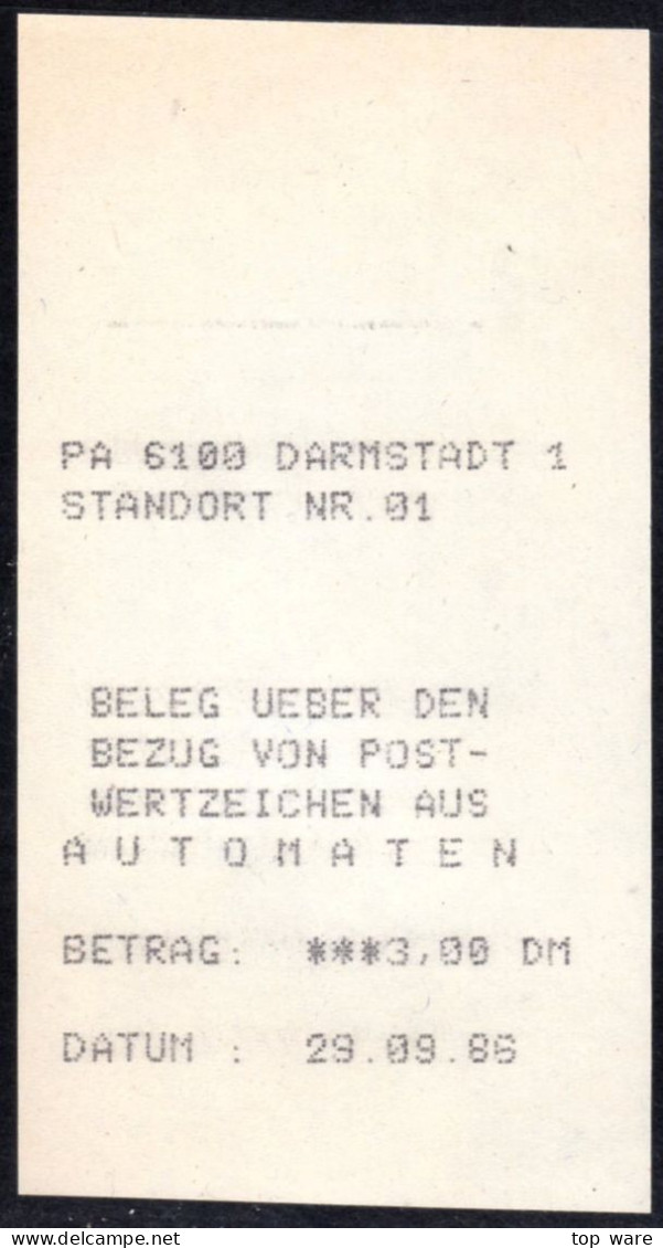 Deutschland Bund ATM 1.1 Hu ZT III Ziffern-Mischtype R-Brief Griechenland 300Pf . + Quittung 29.9.86 Darmstadt 1 - Automaatzegels [ATM]