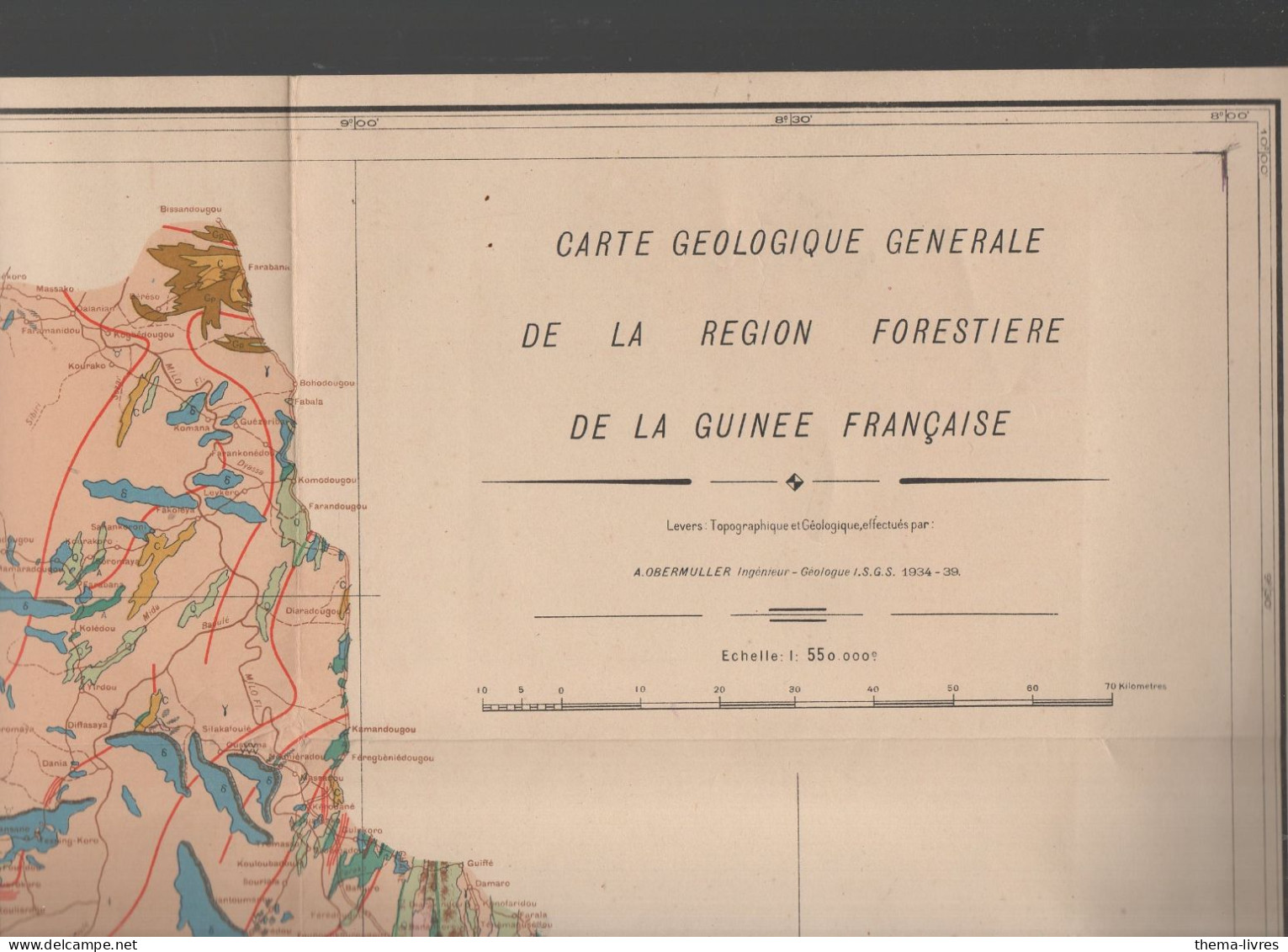Région Forestière De La Guinée Française  Carte Géologique 1/550000e  (CAT7196) - Otros & Sin Clasificación