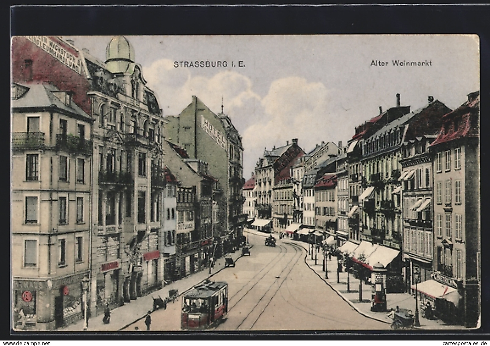 AK Strassburg I. E., Alter Weinmarkt Mit Strassenbahn  - Tramways