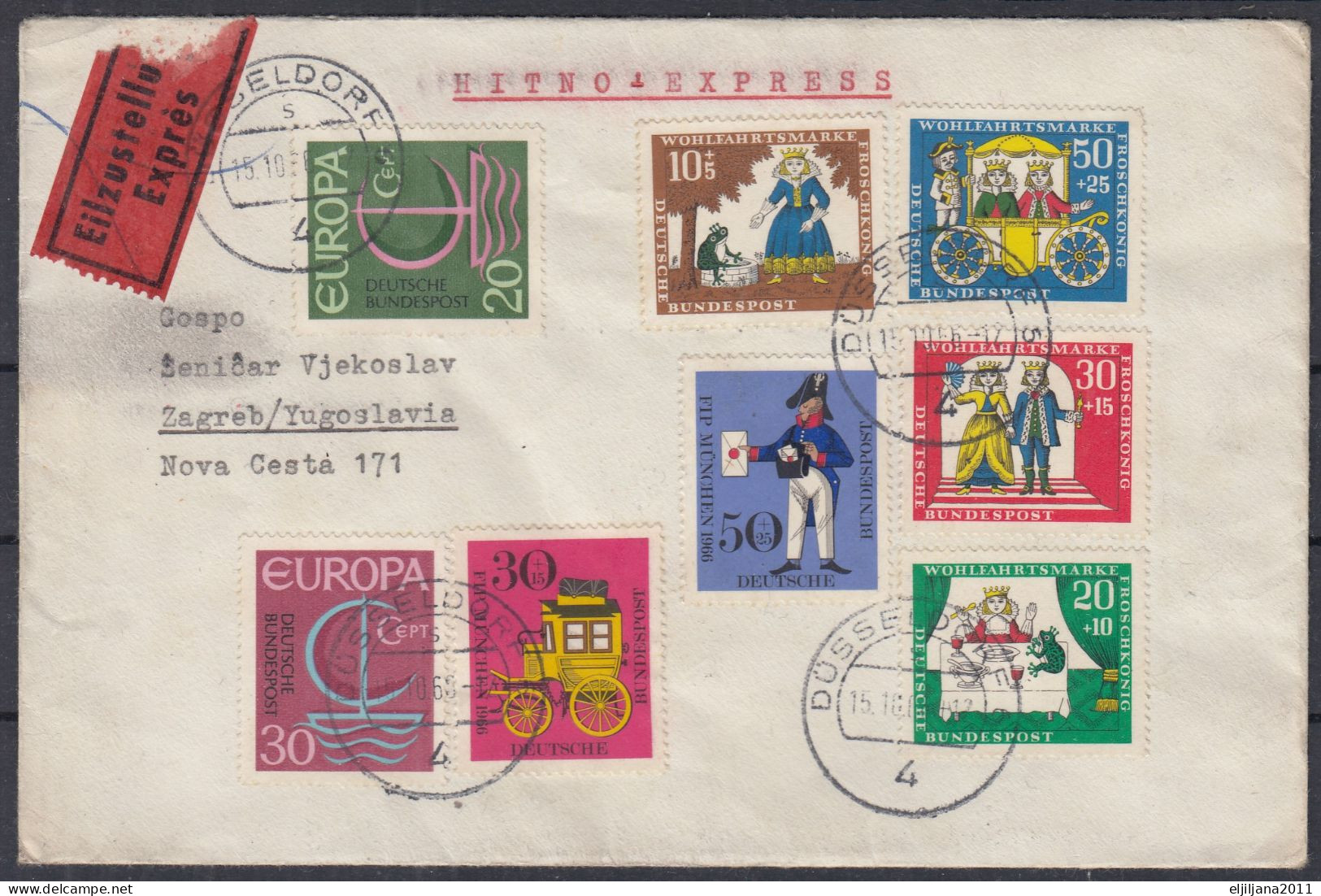 ⁕ Germany 1966 ⁕ Düsseldorf, Hitno - Express ⁕ Cover To Zagreb - Covers & Documents