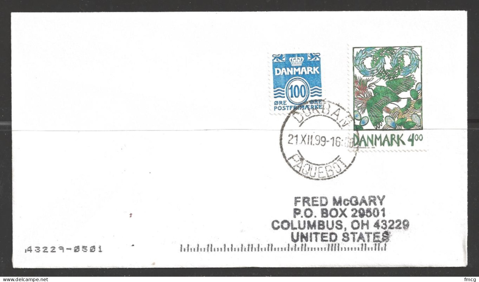 1999 Paquebot Cover, Denmark Stamps Used At Durban, South Africa - Covers & Documents