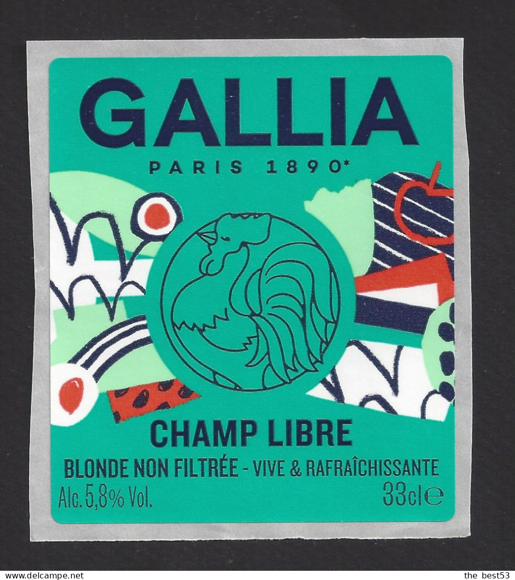 Etiquette De Bière Blonde  -  Champ Libre -  Brasserie Gallia  à  Paris (75) - Birra