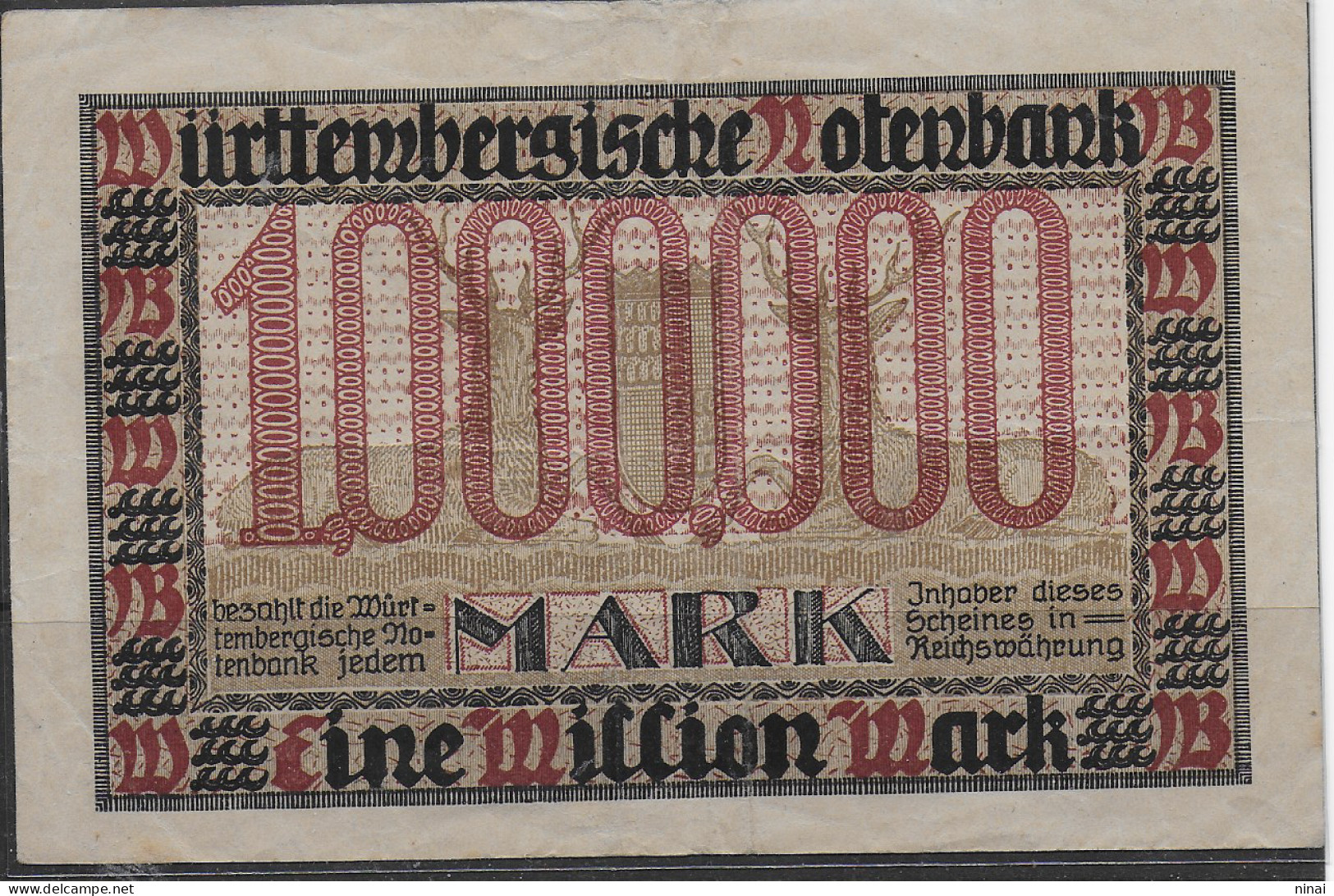 GERMANIA 1923 WURTTEMBERG " 1 MILION MARK " BUONA QUALITA' C2036A - Sonstige – Europa