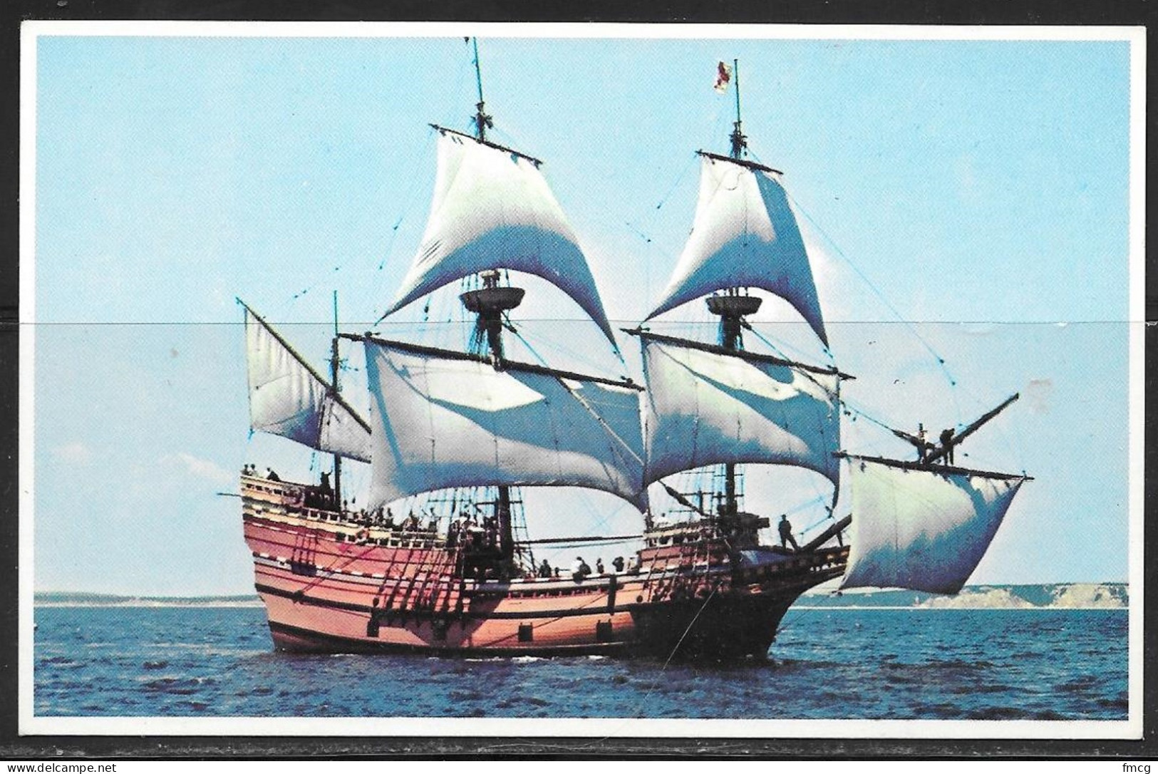 Massachusetts, Plymouth, Replica Of Mayflower, Writing On Back  - Autres & Non Classés