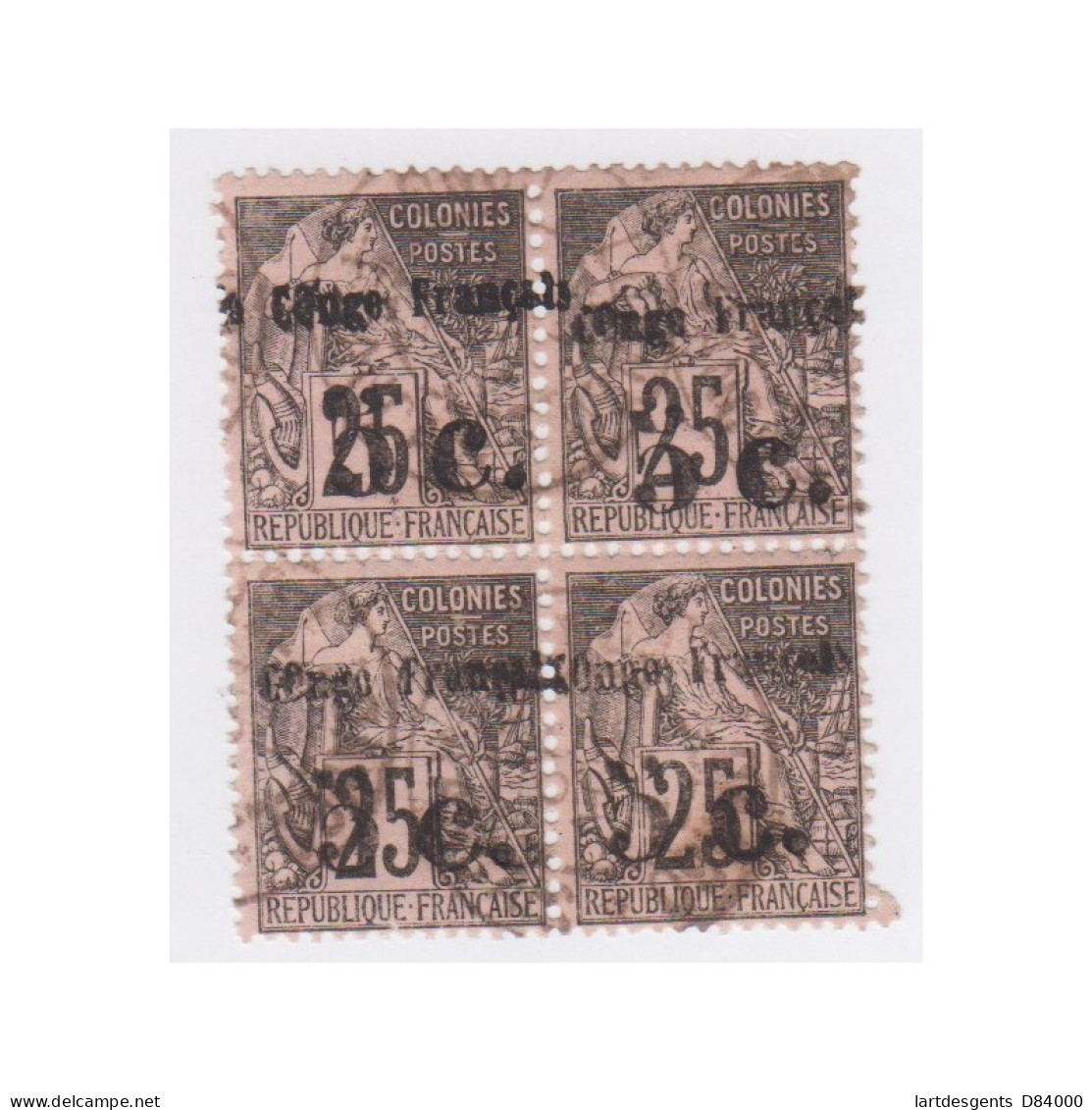 Congo Bloc De 4 Timbres N°4A Colonies Françaises De 1881 Surchargés Oblitérés - Cote 550 Euros - L'artdesgents.fr - Brieven En Documenten