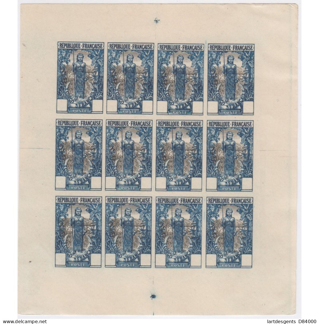 Congo Colonie Française Bloc 12 Essais N°34 Non Dentelés "sans Valeur" 1900 Neuf - Covers & Documents