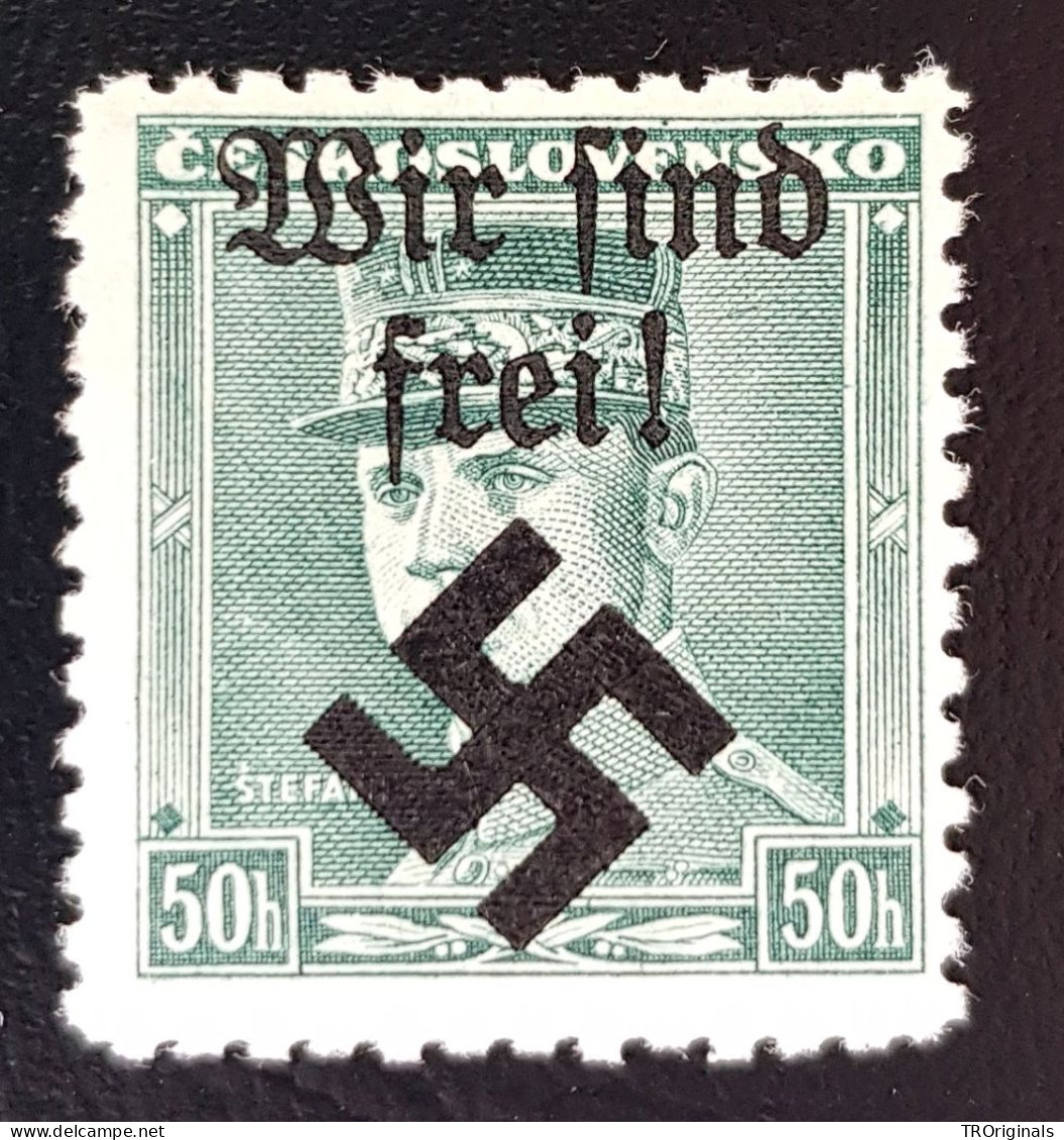 GERMANY THIRD 3RD REICH MAHRISCH OSTRAU WIR SIND FREI OCCUPATION 50h SIGNED 1939 MNH - Besetzungen 1938-45