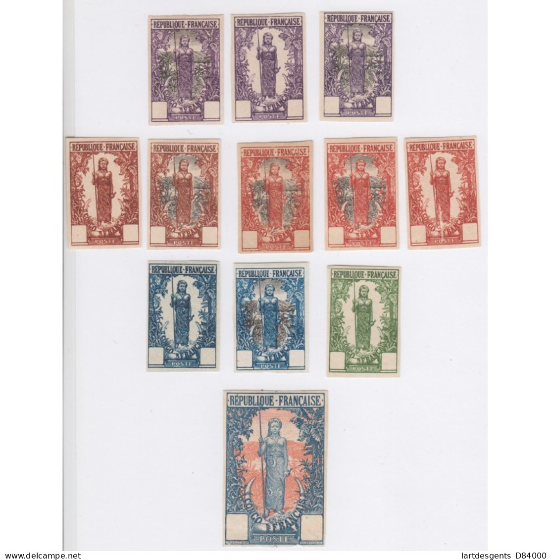 Congo Colonie Française Belle Collection 12 Essais Non Dentelés "sans Valeur" 1900 Neufs - Lettres & Documents
