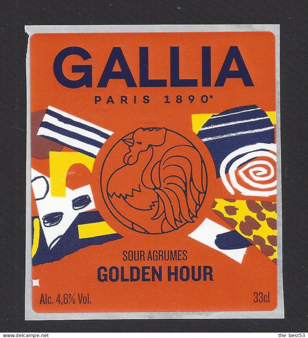 Etiquette De Bière Sour Agrumes  -  Golden Hour -  Brasserie Gallia  à  Paris (75) - Bière