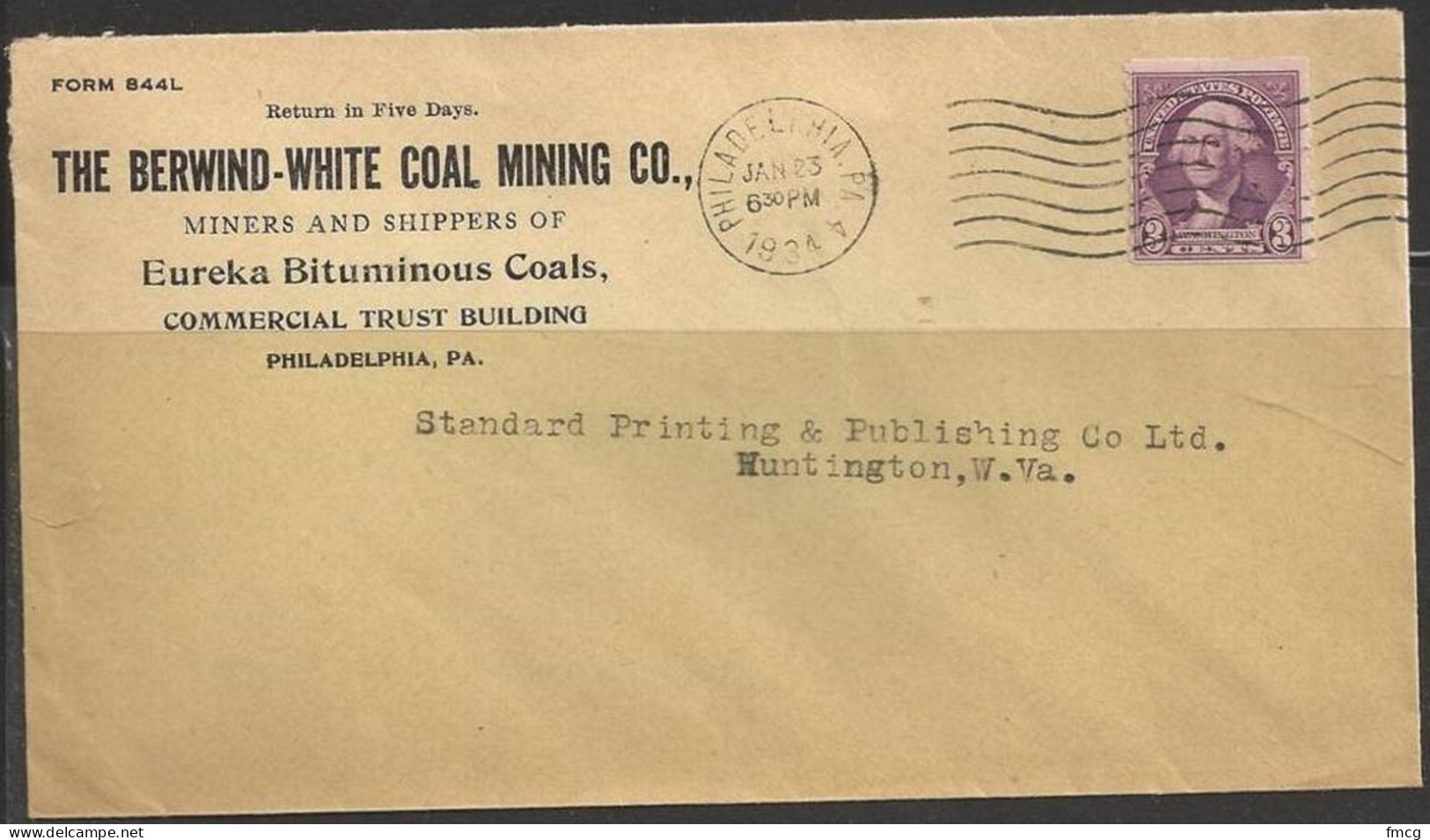 1934 Philadelphia Pennsylvania, Coal Co. Corner Card - Briefe U. Dokumente