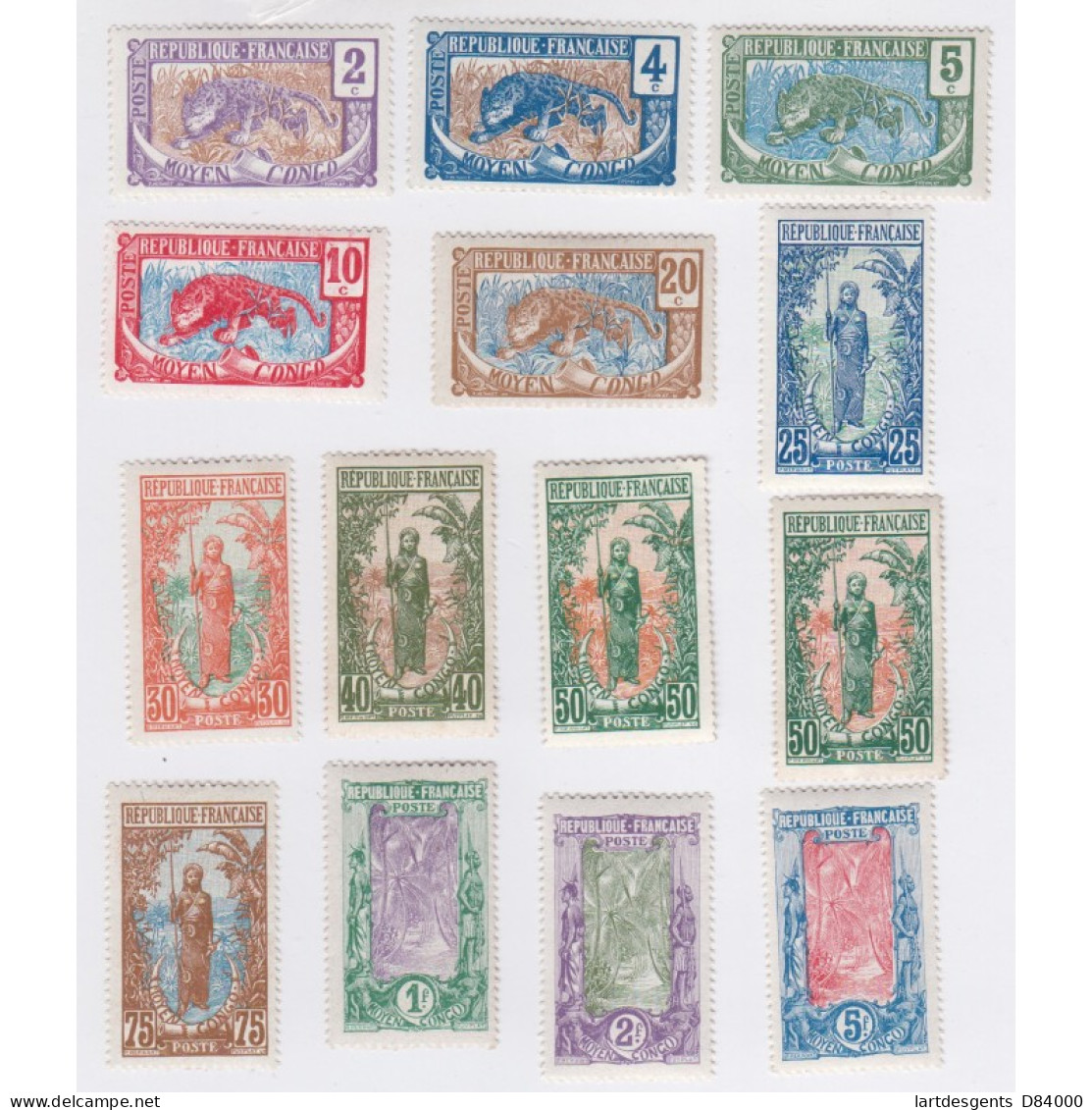 Moyen Congo - 14 Timbres N°48 à N°64 - Neufs* 1907-1917 Colonie Française, Lartdesgents.fr - Storia Postale