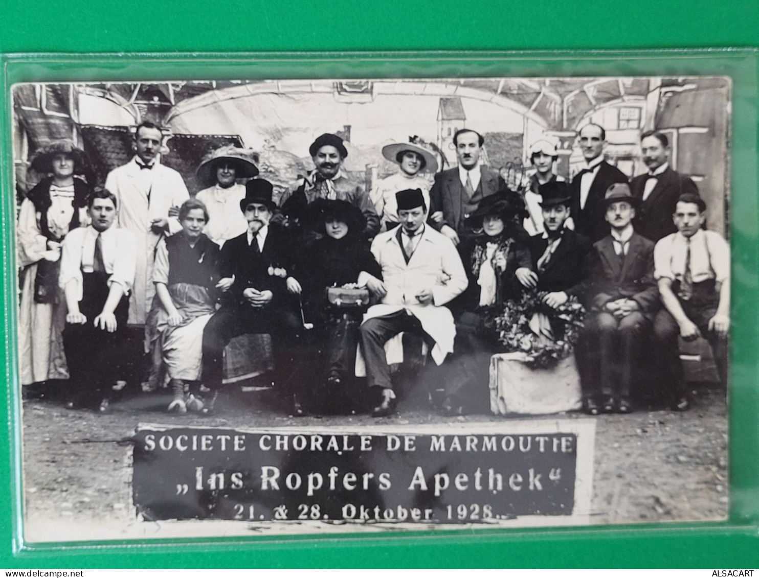 Carte Photo  Société Chorale De Marmoutier "ins Ropfers Apethek , Octobre 1928 - Other & Unclassified