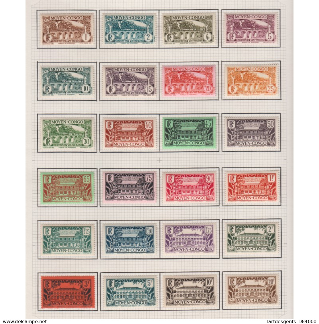 Moyen Congo 24 Timbres De 1933 - N°113 à N°134 - Neufs*, Lartdesgents.fr - Brieven En Documenten