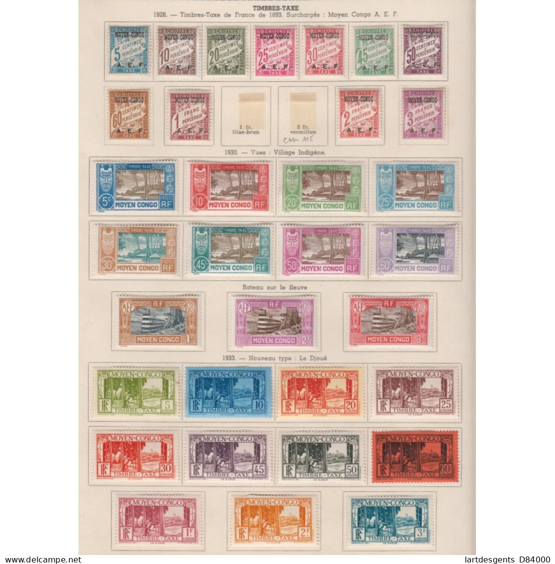 Moyen Congo 33 Timbres Taxes De 1928-1933 - N°1 à N°33 - Neufs*, Lartdesgents.fr - Brieven En Documenten