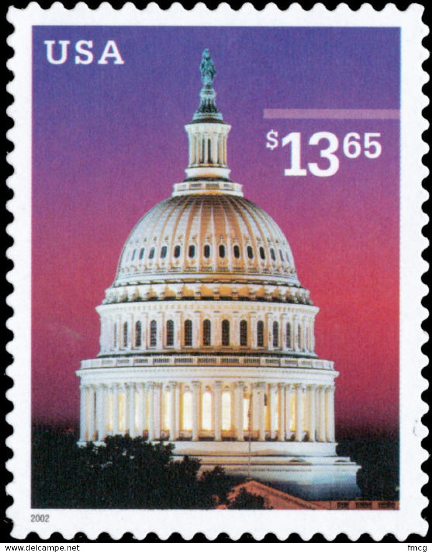 2002 $13.65 Express Mail Stamp, Capitol Dome, Mint Never Hinged  - Neufs