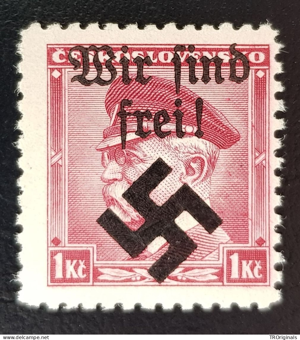 GERMANY THIRD 3RD REICH MAHRISCH OSTRAU WIR SIND FREI OCCUPATION 1K SIGNED 1939 MNH - Ocupación 1938 – 45