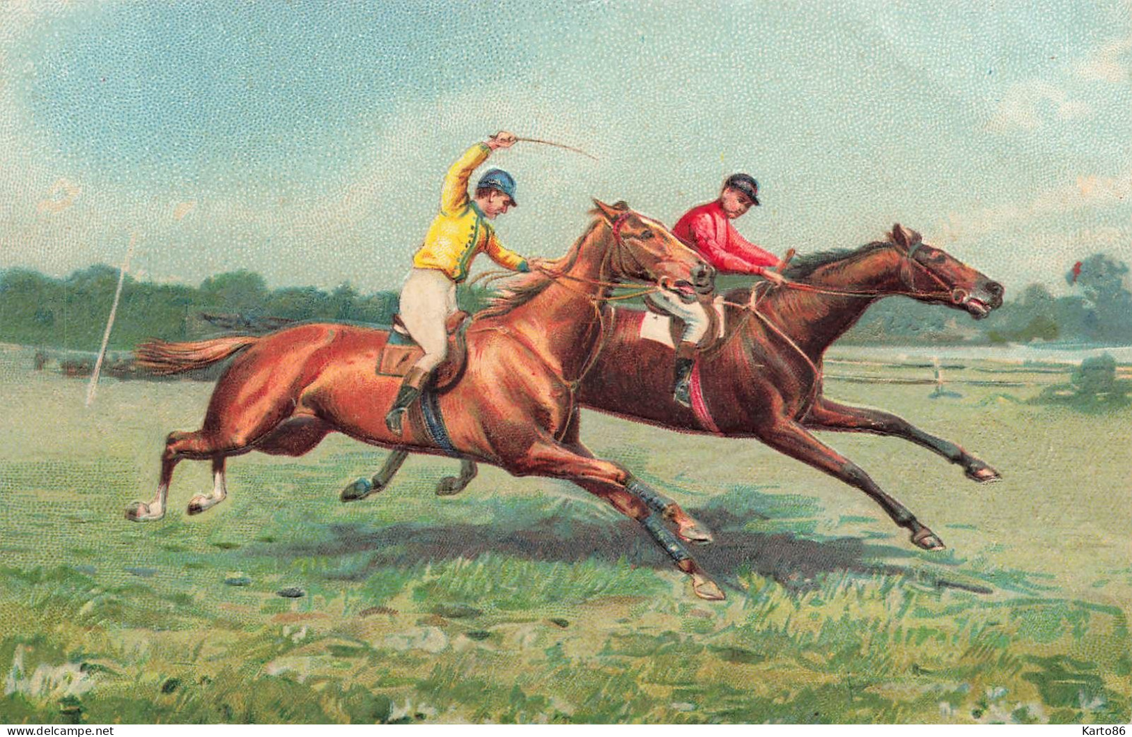 Hippisme * Série De 4 CPA Illustrateur Gaufrée Embossed * Hippique Cheval Chevaux équitation Jockey - Horse Show