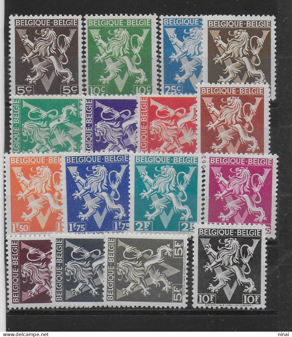 BELGIO 1945 " LIBERAZIONE " SERIE COMPLETA DI 16 VALORI  ** MNH LUSSO C2028 - Unused Stamps